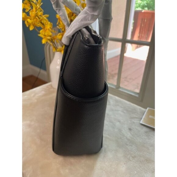 NWT Michael Kors Charlotte Black Leather Tote - Silver Hardware - Picture 5 of 12